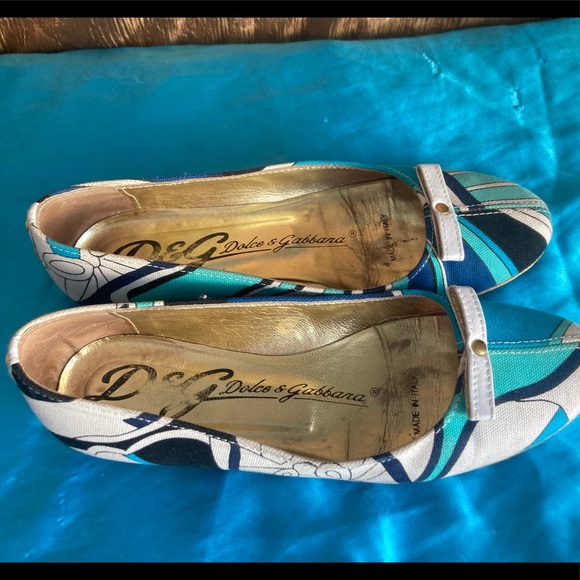 Dolce & Gabbana blue floral ballet flats 5.5 - Picture 11 of 13